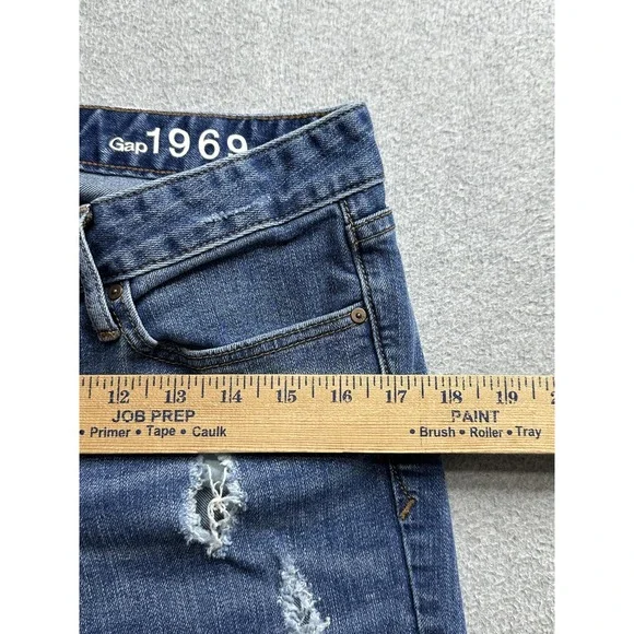 Gap 1969 Jeans Womens 29 Blue Always Skinny Distressed Denim Stretch Mid Rise